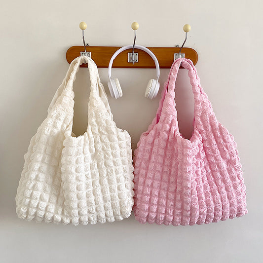 Cute Pleated Puff Shouder Bag Women Large-capacity Cloud Armpit Bag Winter Fashion Handbags Girls