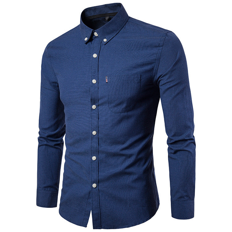 Men Shirt Korean Style Slim Fit Long Sleeve