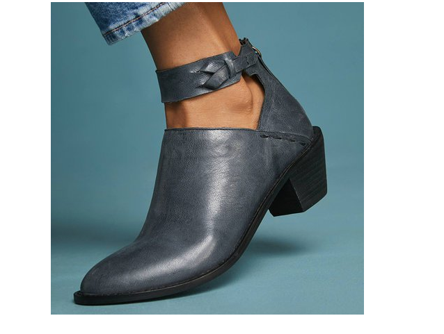 Women Cut Out Booties Buckle Strap Back