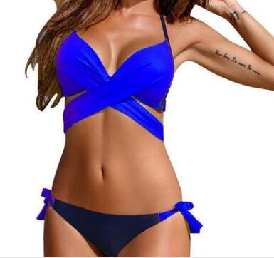 Cross strap bikini steel support two-piece