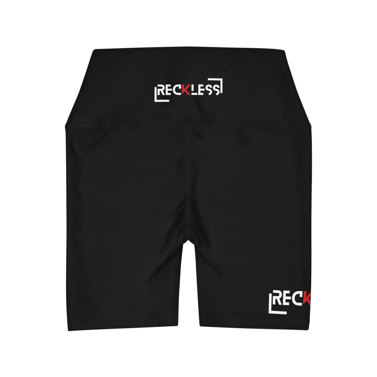 RECKLESS - BLACK High Waisted Yoga Shorts