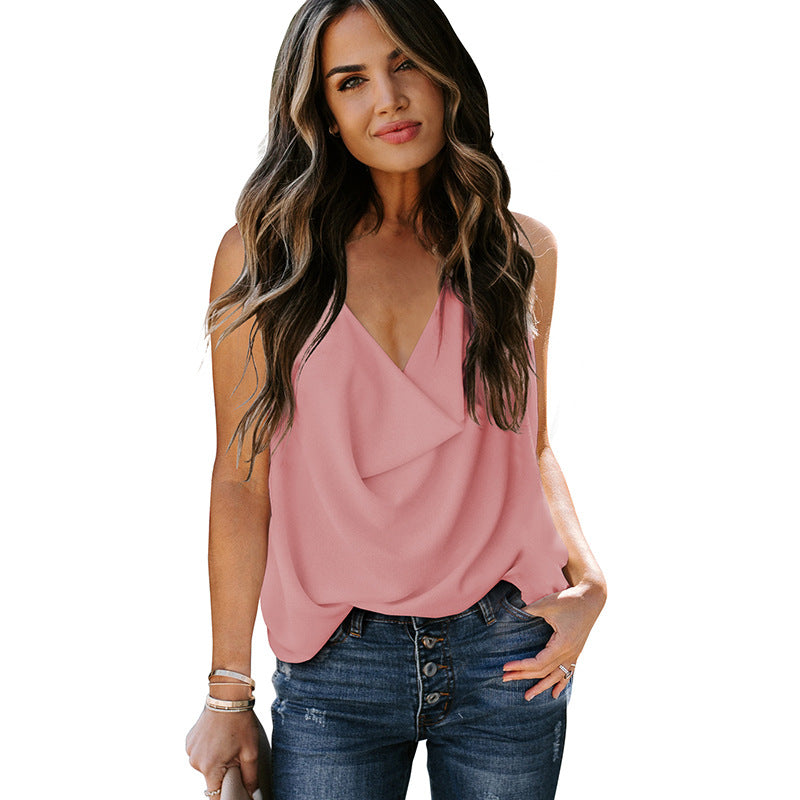 V-neck Chiffon Tank Top Women