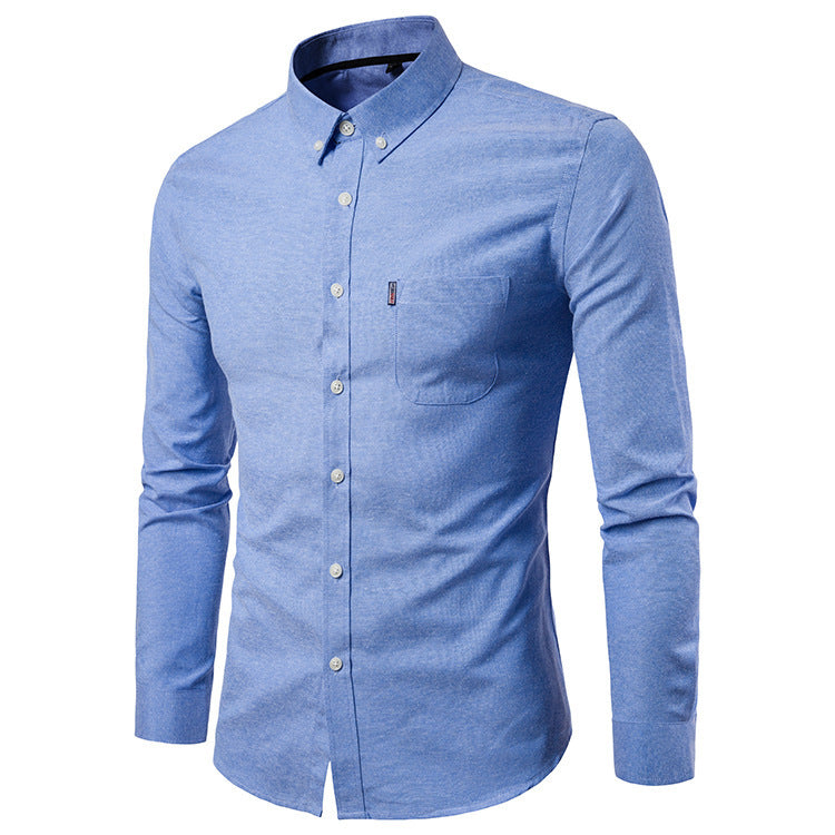 Men Shirt Korean Style Slim Fit Long Sleeve