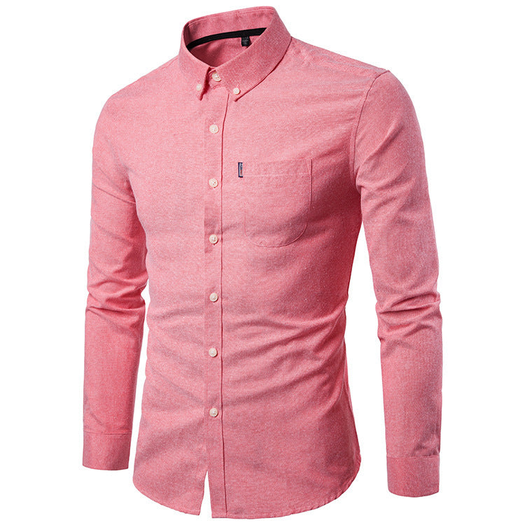 Men Shirt Korean Style Slim Fit Long Sleeve