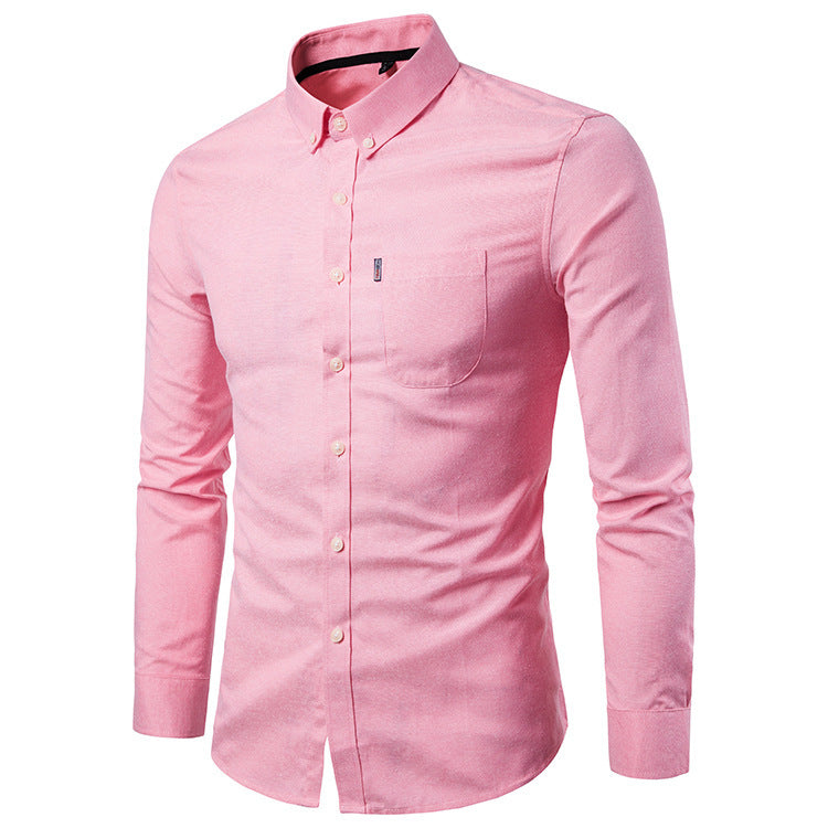 Men Shirt Korean Style Slim Fit Long Sleeve