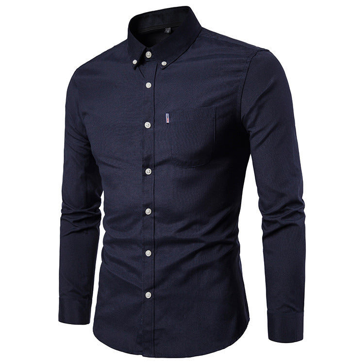 Men Shirt Korean Style Slim Fit Long Sleeve