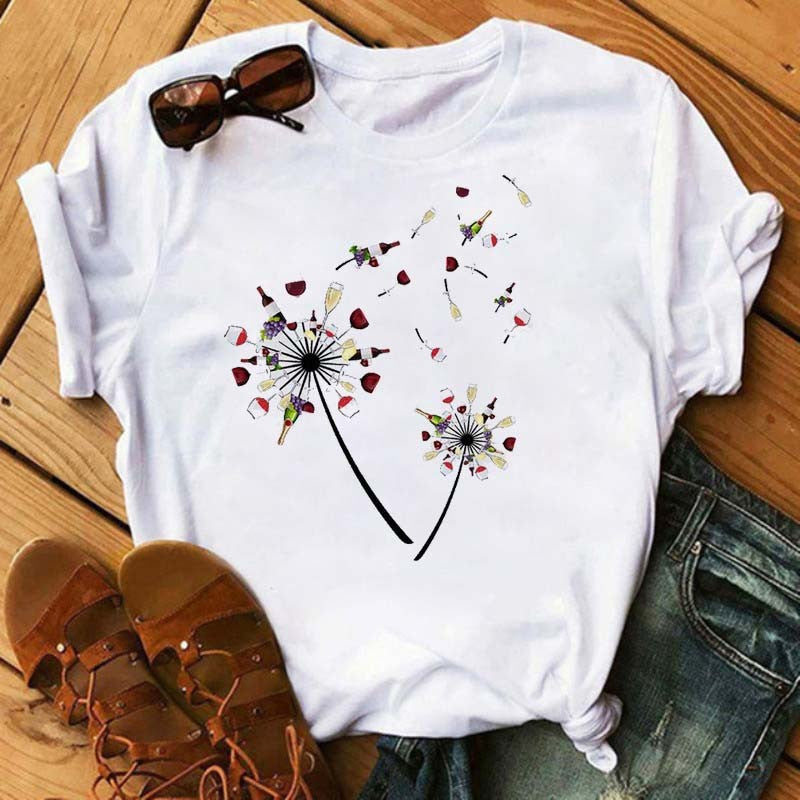 T-shirt Kawaii Rose Gold Wine Glass