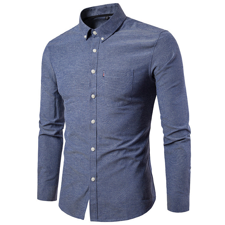 Men Shirt Korean Style Slim Fit Long Sleeve