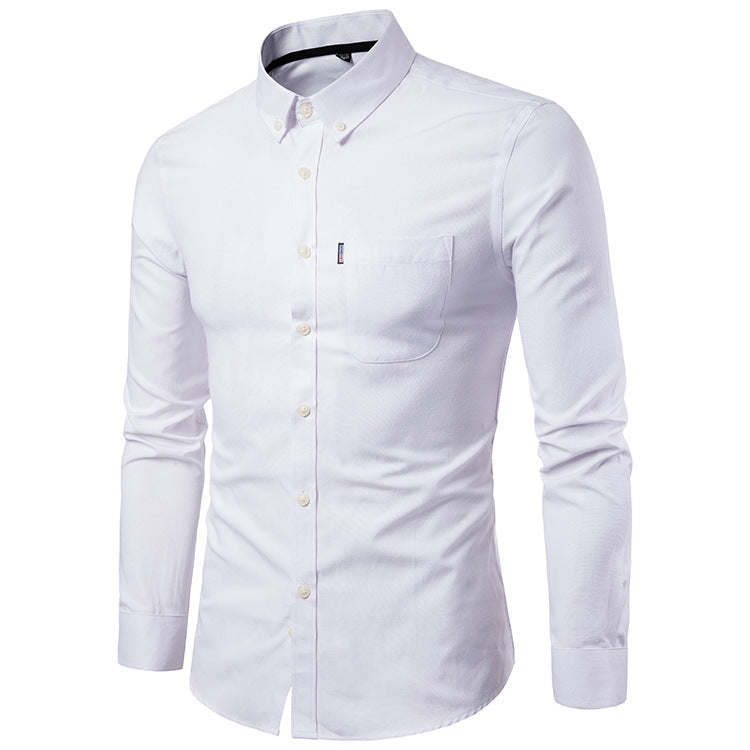 Men Shirt Korean Style Slim Fit Long Sleeve