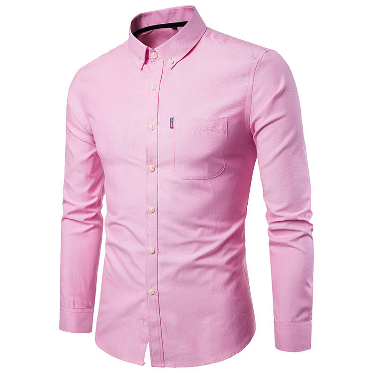 Men Shirt Korean Style Slim Fit Long Sleeve